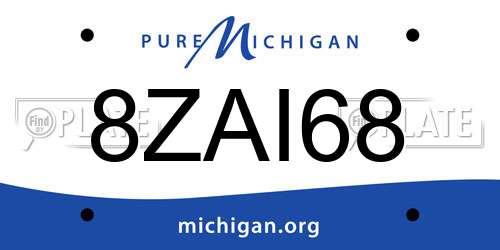 8ZAI68 Michigan License Plate
