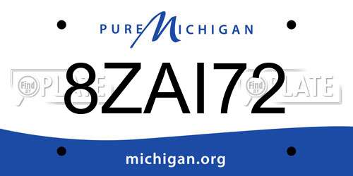 8ZAI72 Michigan License Plate