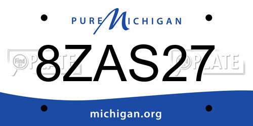 8ZAS27 Michigan License Plate