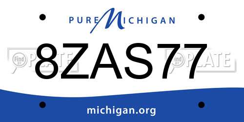 8ZAS77 Michigan License Plate