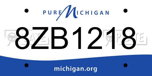 8ZB1218 Michigan License Plate