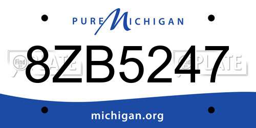 8ZB5247 Michigan License Plate