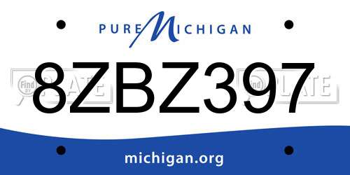 8ZBZ397 Michigan License Plate