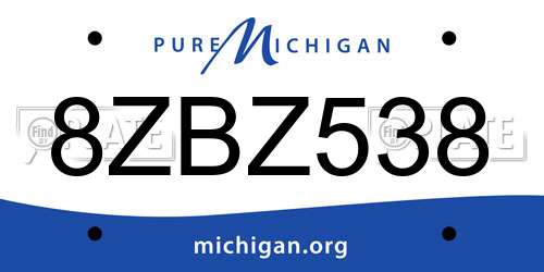 8ZBZ538 Michigan License Plate