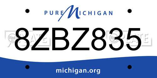 8ZBZ835 Michigan License Plate