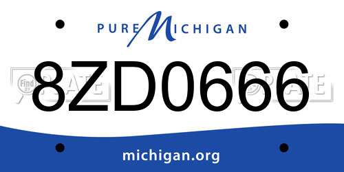 8ZD0666 Michigan License Plate