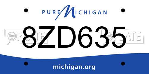 8ZD635 Michigan License Plate