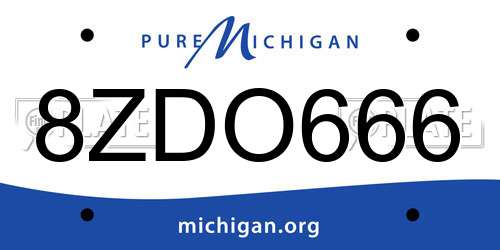 8ZDO666 Michigan License Plate