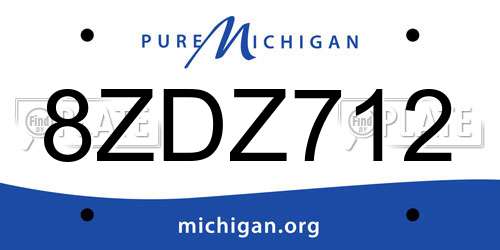 8ZDZ712 Michigan License Plate