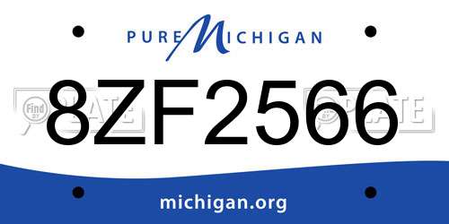 8ZF2566 Michigan License Plate