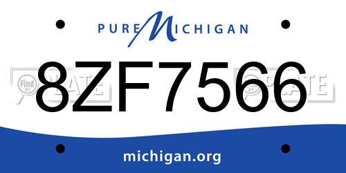 8ZF7566 Michigan License Plate