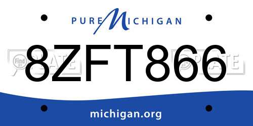 8ZFT866 Michigan License Plate