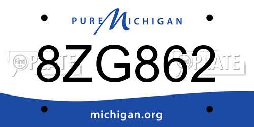 8ZG862 Michigan License Plate