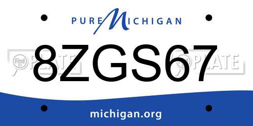 8ZGS67 Michigan License Plate