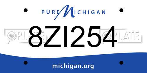 8ZI254 Michigan License Plate