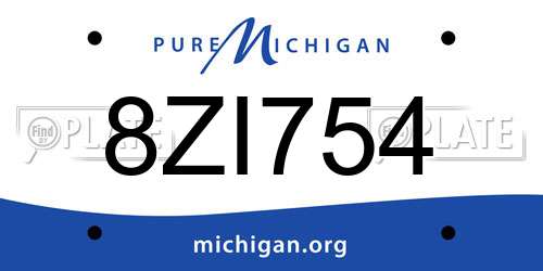 8ZI754 Michigan License Plate
