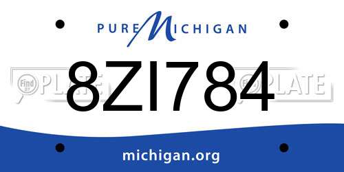 8ZI784 Michigan License Plate