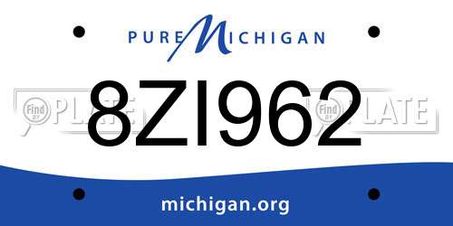 8ZI962 Michigan License Plate