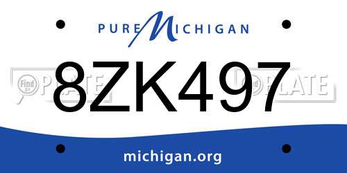 8ZK497 Michigan License Plate