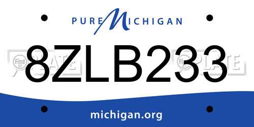 8ZLB233 Michigan License Plate