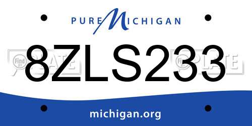 8ZLS233 Michigan License Plate