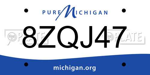 8ZQJ47 Michigan License Plate