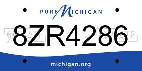 8ZR4286 Michigan License Plate