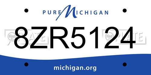 8ZR5124 Michigan License Plate