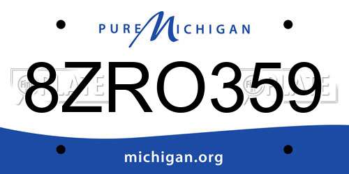 8ZRO359 Michigan License Plate