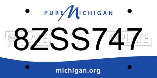 8ZSS747 Michigan License Plate