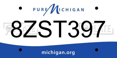 8ZST397 Michigan License Plate