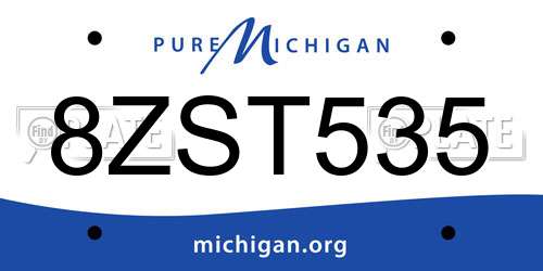 8ZST535 Michigan License Plate
