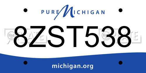8ZST538 Michigan License Plate