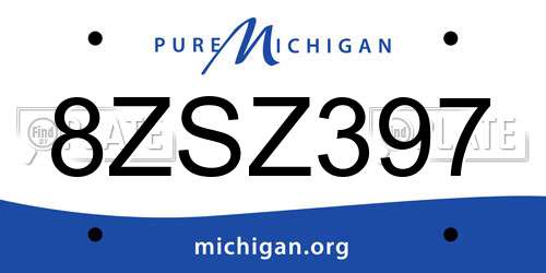 8ZSZ397 Michigan License Plate