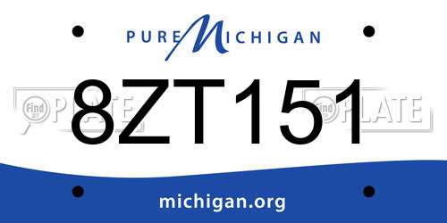 8ZT151 Michigan License Plate