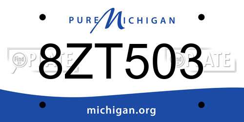 8ZT503 Michigan License Plate