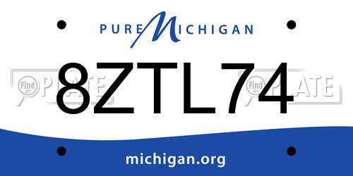 8ZTL74 Michigan License Plate