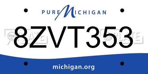 8ZVT353 Michigan License Plate