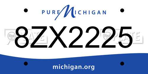 8ZX2225 Michigan License Plate