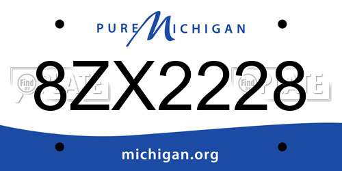 8ZX2228 Michigan License Plate