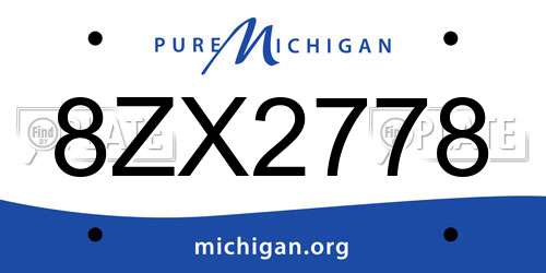 8ZX2778 Michigan License Plate