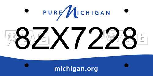 8ZX7228 Michigan License Plate
