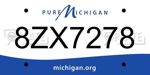 8ZX7278 Michigan License Plate