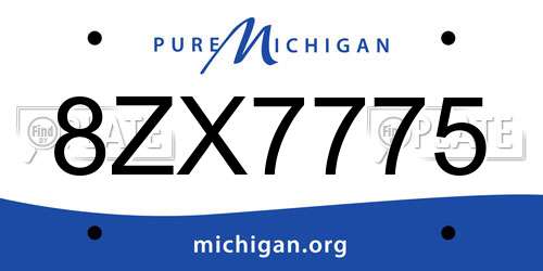 8ZX7775 Michigan License Plate