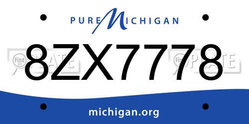 8ZX7778 Michigan License Plate