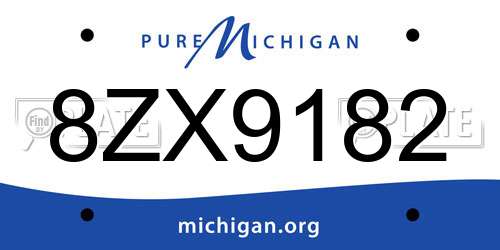 8ZX9182 Michigan License Plate