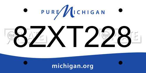 8ZXT228 Michigan License Plate
