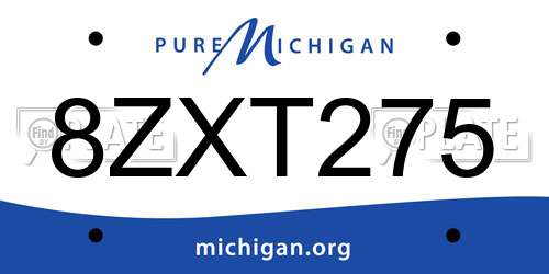 8ZXT275 Michigan License Plate
