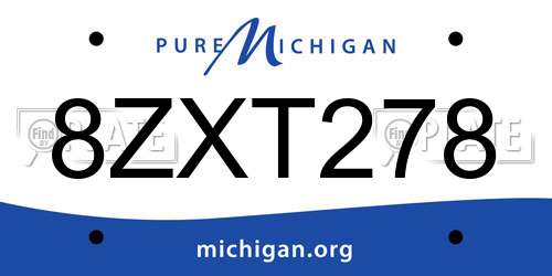 8ZXT278 Michigan License Plate