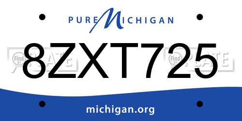 8ZXT725 Michigan License Plate